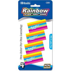 BAZIC Erasers, Rainbow Eraser, Latex Free, Large Size Block Erasers for Art Drawing School Office Teachers (4/Pack), 1-Pack