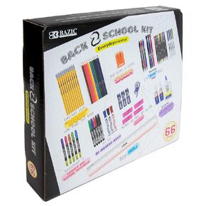 BAZIC Back To School Kit Starter Pack 60 Count, School Supply Box for Elementary Student K-6, Ruler Composition Book and more 1-Pack