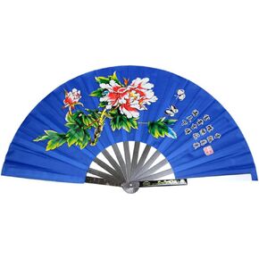 Multifunction Stainless Steel Tai Chi Fan Decorative Folding Fan Chinese Kung Fu Fan for Performance Dance, Sports, Decorations, Festival, Gift (Black, Dragon and Phoenix Pattern)