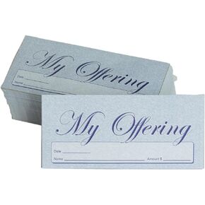 My Offering - Church Tithe/Donation Envelopes – Blue, Simple Design, Easy-open Tab, Fits Bills & Checks, Name, Date & Amount, Malachi 3:10 KJV Verse, Choose Your Quantity (125 or 500)