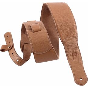 Nefelibata 3-Inch Guitar Strap, Full Grain Leather with Foam Padding and Cable Organizer Loop for Kids, Men and Women for Acoustic, Bass and Electric Guitar(Chocolate Brown)