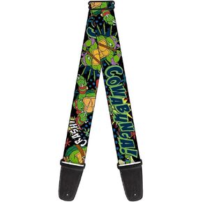 Buckle-Down Guitar Strap - Classic TMNT Turtles Pose12 COWABUNGA! Pop Art - 2" Wide - 29-54" Length
