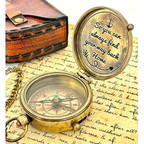 Brass Compass - So You can Always find Your Way Back Home - Engraved Compass - Personalized Compass Gift for him/her