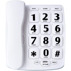 Big Button Phone for Elderly, JeKaVis J-P02 Amplified Corded Phones for Hearing Impaired Aid, Home Landline Phone for Seniors with Speaker Wall Phone Elderly Telephone, White