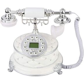 Retro Vintage Telephone,FSK/DTMF Dual System Rotary Dial Antique Landline Phone,LCD Display,Caller ID & One Button Redial & Automatic IP,for Home,Office,Star Hotel,Store