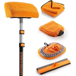 Car Wash Kit with 5-12 ft Extension Pole // Car Washing Brushes Set with Telescopic pole // Microfiber Wash Mop // Soft Wash Brush and Car Wash Tools // The Ultimate RV, Truck Washing Kit