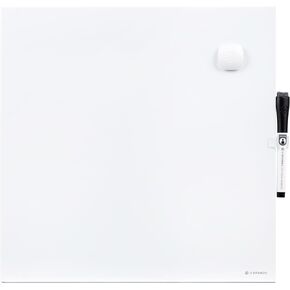 U Brands Magnetic Dry Erase Board, 14"x14", Frameless, Includes Marker and Magnet
