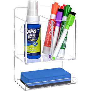 Dry Erase Marker Holder, Wall Mounted Marker Holder for Remotes, Makeup, Acrylic Pen Organizer for Whiteboard, Office, Classroom, Wall Pen Pencil Storage for Classroom Organization