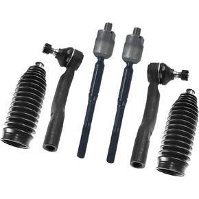 PartsW - 6 Pc Steering Kit For Lexus ES330 2004-2006/ Toyota Camry 2004-2006/ Solare 2004-2008 All Models/Front Outer & Inner Tie Rod Ends Steering Gear Bellow Boots Kit
