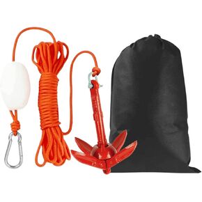 Kayak Anchor Kit 1.5/3.5lb Folding Grapnel Kayak Anchor for Kayak, Small Boat Canoe, Paddle Board, Jet Ski with 32.8 ft Anchor Tow Rope Carrying Bag