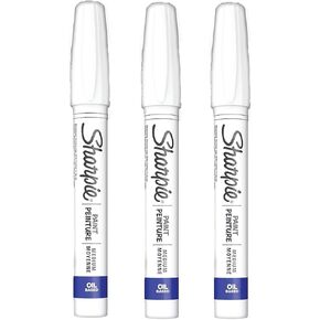 Sharpie Oil-Based Paint Marker, Medium Point, White Ink, Pack of 3