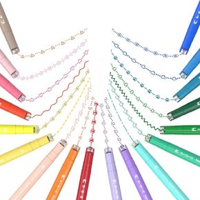 AECHY 8PCS Colored Curve Highlighter Pen Set for Note Taking, Dual Tip Pens with 5 Different Shapes & 8 Colors Fine Lines, for Kids Journaling Supplies