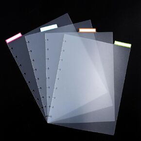 4 Pcs Blank Binder Happy Planner Dividers for Discbound Notebooks,7" x 9.25" Classic Size Page DividersDividers for 9-Discs Classic Happy Planners,Semi-Transparent, with 20 Pcs Stickers