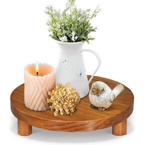 صينية خشبية للديكور، صينية خشبية مزخرفة بقاعدة للعرض، لوحة عرض ريفية، حامل كعك دائري، صينية مضادة للمطبخ، طاولة القهوة، حامل صابون الحمام in Kuwait