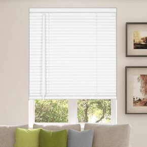 CALYX INTERIORS Room Darkening Vinyl Mini Blinds, Cordless, 1" Slat, 33.5" W x 60" H, White