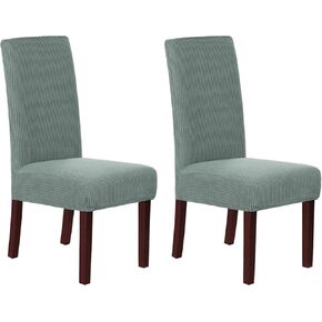 H.VERSAILTEX Stretch Dining Chair Covers Set of 2 Chair Covers for Dining Room Parsons Chair Slipcover Chair Protectors Covers Dining, Feature Textured Checked Jacquard Fabric, Black