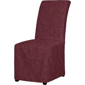 Easy-Going Jacquard Dining Chair Cover Full Length Parson Chair Cover with Tie Washable Chair Cover for Dining Room, Kitchen, Hotel,Restaurant, Ceremony Universal Size (4 pcs, Beige Leaf)