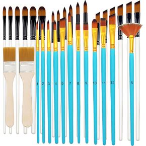 32 pcs Paint Brushes Set for Acrylic Painting,Watercolor,Oil，Inks，Gouache，Crafts, Brush Tip with Flat，Round, Angle，Filbert,Fan, Detail Brushes，Paint Brush Set for Artists and Beginners