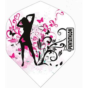 US Darts 3 Sets (9 Flights) Pentathlon Standard Pink Lady Dart Flights - 100 Micron, Ex-Tough