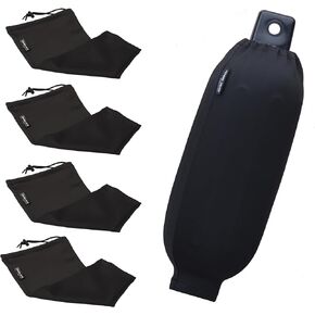 Boat Fender Covers,Boat Fender Bumper Covers 23“x 6.5",Black Polyester Fibre Marine Bumper Covers for Double Eye Ribbed Fenders,4-Pack