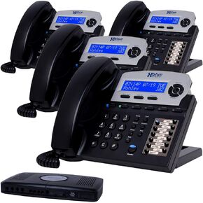 حزمة نظام هاتف XBLUE X16 للأعمال الصغيرة مع (4) هواتف - (6) خط خارجي و(16) سعة هاتف - تتضمن الرد الآلي والبريد الصوتي ومعرف المتصل والترحيل والاتصال الداخلي in Saudi Arabia