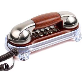 TelPal Small Size Trimline Corded Phone Antique Retro Wall Mounted Telephone Old Fashion Classic Vintage Telephone with Bottom Light for Desk/Wall Mount