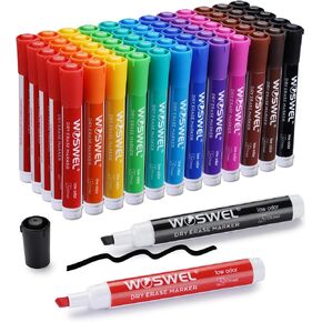 Dry Erase Markers, 60 Bulk Pack, 12 Assorted Colors Chisel Tip Whiteboard Markers, Chisel Point Low Odor Dry Erase Markers