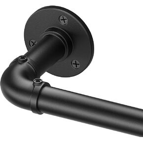 Curtain Rods for Windows 40 to 76, Black Adjustable Curtain Rod, Wrap Around Blackout Curtain Rod, Heavy Duty Industrial Curtain Rods, 1 Inch Outdoor/Indoor Curtain Rod 40-76"
