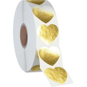 500 Heart Shaped Kraft Stickers, Natural Brown Round Blank Labels with Permanent Adhesive Color Code Kraft Stickers with Perforation Line for Crafts, Organizing, Personal and Business Use (Each 1")
