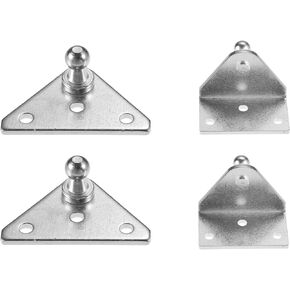 X AUTOHAUX 4pcs 10mm Ball Studs Mounting Brackets for Gas Strut Shock Spring Prop Lift Support L Shape Type Flat Type Silver Tone