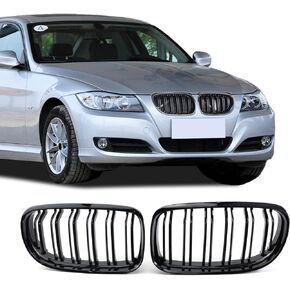 شبكة أمامية مزدوجة الشرائح لسيارات BMW 5 Series F10 F11 F18 سيدان 520i 528i 535d 535i 550i 520i 2010-2017 - شبكة الكلى الأمامية (ABS أسود لامع)