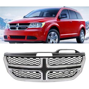 Front Grill Bumper Upper Grille Compatible with 2011-2020 Dodge Journey ABS Replace oe CH1200362, Gloss Black