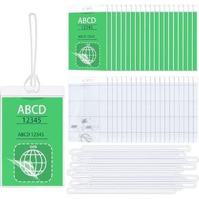 10 Mil Self Laminating Luggage Tags with Loops 2 1/2" x 4 1/4" Self Sealing Laminating Pouches Bag Tags Clear Laminating Tags with Hole for Traveling Business and Student ID Cards (100)