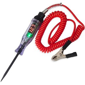Pack-1 Car Test Light, 3V/3V/6V/12V/24V Car Digital Display Electric Pen, Heavy Duty Light Tester with Voltmeter, Multifunction Induction Test Pen (Red)