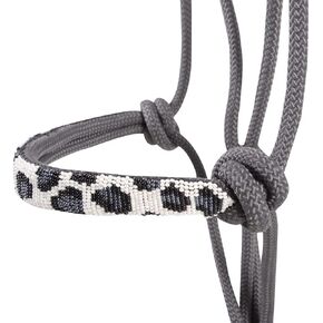 Cashel Beaded Leopard Rope Halter, Grey