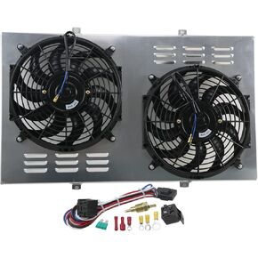 غطاء مشعاع ألومنيوم CoolingCare + مروحة تبريد كهربائية 2 × 12 بوصة لشاحنة الضواحي من سلسلة Chey GMC C/K موديل 1967-72 in Kuwait
