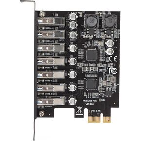 7 Ports PCIE to USB3.2 GEN1 Expansion Card, USB3.2 GEN1 Superspeed 5Gbps Front Expansion Card, USB PCIE Expansion Card for Win XP Win7 Win 8 Win 10 Win 11 Linux
