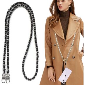 2 حزمة من سلسلة الهاتف حول الجسم، حبل للهاتف الخلوي مع علامة تبويب حبل الهاتف، حزام كتف جلدي + معدني، أشرطة هاتف قابلة للتعديل لمعظم حقائب الهواتف in Kuwait