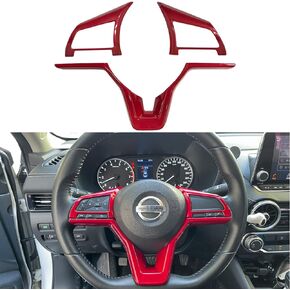 Carbon Fiber Steering Wheel Interior Decoration Cover Trim Accessories for Nissan Altima(2019-2024),for Sentra/Versa(2020-2024),for Leaf/Kicks(2018-2024),for Rogue(2017-2020),for Rogue Sport