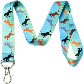 Horse Print Lanyard Key Chain Id Badge Holder