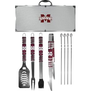 NCAA Siskiyou Sports Fan Shop Mississippi State Bulldogs Steel Tailgater BBQ Set w/Case 8 piece Gray