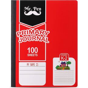 Mr. Pen- Primary Journal, Half Ruled, 9.75" x 7.5", 100 Sheets, Primary Journal Half Page Ruled, Half Composition Notebooks, Primary Composition Notebook, Primary Story Journal Composition Book