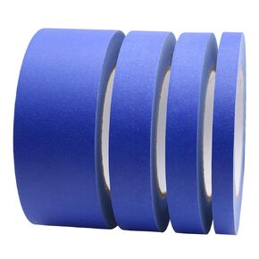BOMEI PACK 4 Pack Blue Painters Tape, 1/2" 3/4" 1" 2" x 60yds, Multi Size Painting Masking Tape, Clean Release Paper Tape for Home and Office