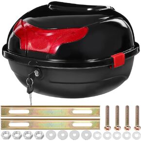 Milisten Motorcycle Top Case, Motorcycle Tail Box, Waterproof Lockable Motorcycle Trunk Storage Carrier, Motorcycle Top Box Luggage Carrier Case with Mounting Hardware for Helmet Luggage