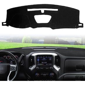 سجادات لوحة القيادة لسيارة Chevy شيفروليه سيلفرادو 2019-2021، غطاء سجادة لوحة القيادة لسيارة 2019-2022 GMC Sierra، أسود in Kuwait