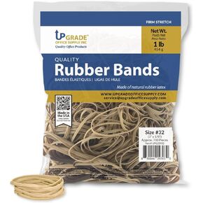 Upgrade Office Supply UPG22432PK2 Rubber Bands, Size #32 (3" x 1/8"), 1 lb. Bags (2 Pack) Bag, Natural Crepe, Made in USA