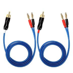 KK Cable Q-P2 18 Gauge OFC Speaker Wire Pair with RCA Male (White & Red) to 2 Pair Banana (4banana) Plugs, Q-P2 (2M(6.5ft))