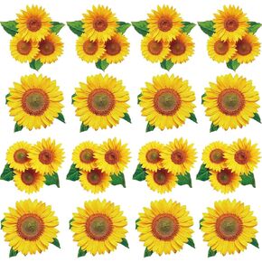 32 Pieces Sunflower Print Cutouts Yellow White Sunflower Party Decorations for Sunflower Themed Baby Shower Birthday Wedding Party Decorations Supplies