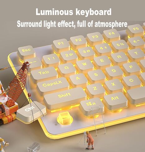 Wireless Keyboard and Mouse Combo, Rechargeable Metal Full Size Mute Keyboard and Ergonomic Mice, 2.4G Ultra-Thin Sleek Design for Windows Computer Desktop PC Laptop (Matcha Green with Warm Light) in Saudi Arabia