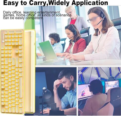 Wireless Keyboard and Mouse Combo, Rechargeable Metal Full Size Mute Keyboard and Ergonomic Mice, 2.4G Ultra-Thin Sleek Design for Windows Computer Desktop PC Laptop (Matcha Green with Warm Light) in Saudi Arabia